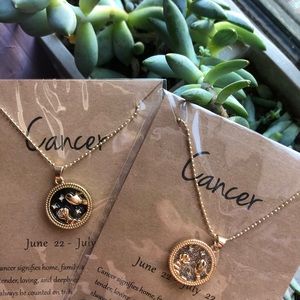 2 Zodiac Cancer Day & Night Necklaces
